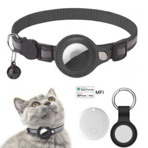 Collar Con Tag Localizador Para Gatos Reflectivo Mascotas