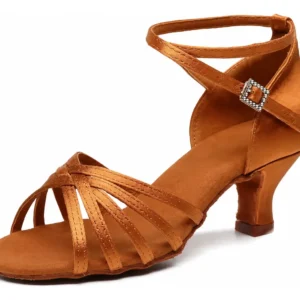 Zapato Para Baile Salsa Bachata Y Tango, De Taco Bajo Marron
